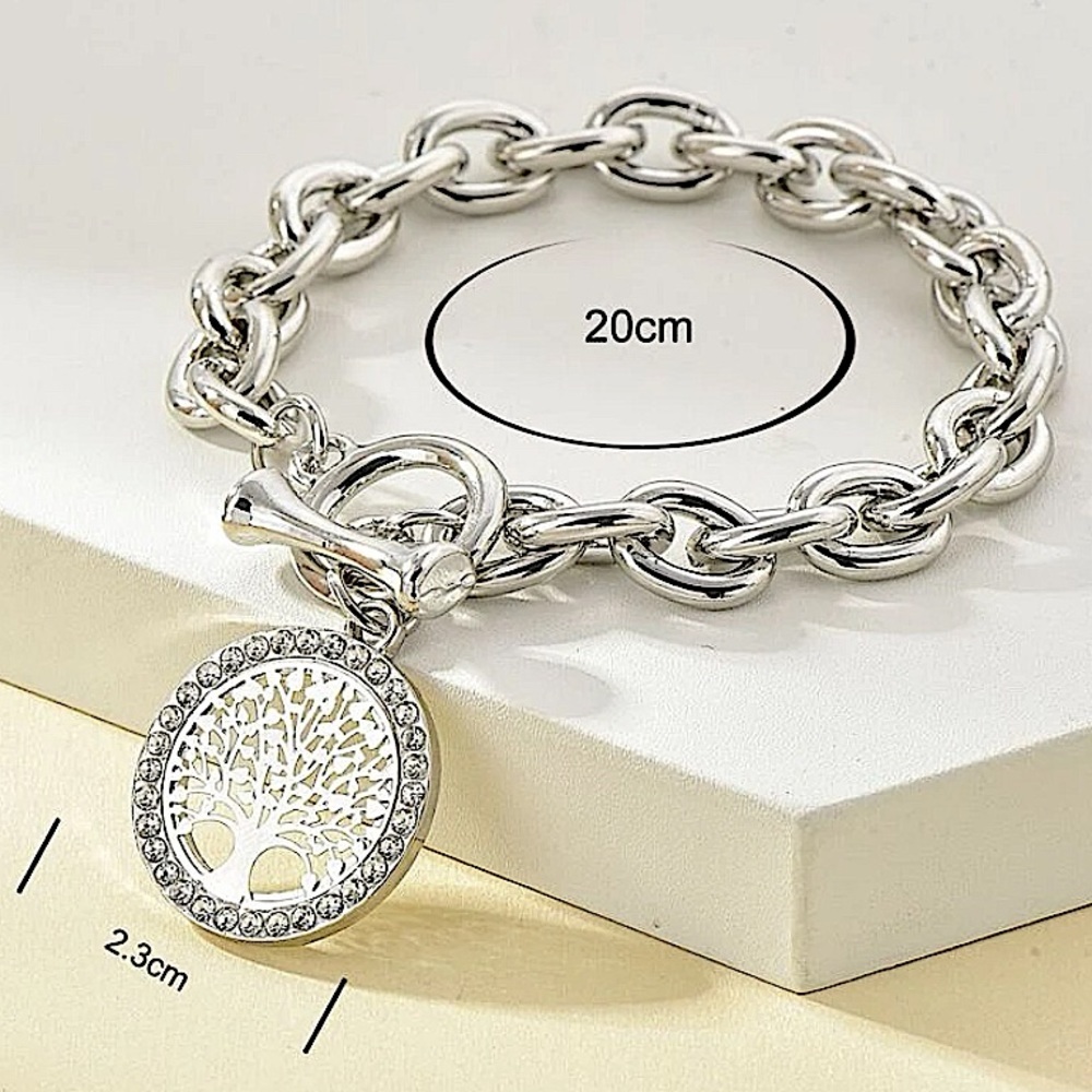 Silver Tree Of Life Chain Link Bracelet - Picture 4 of 5